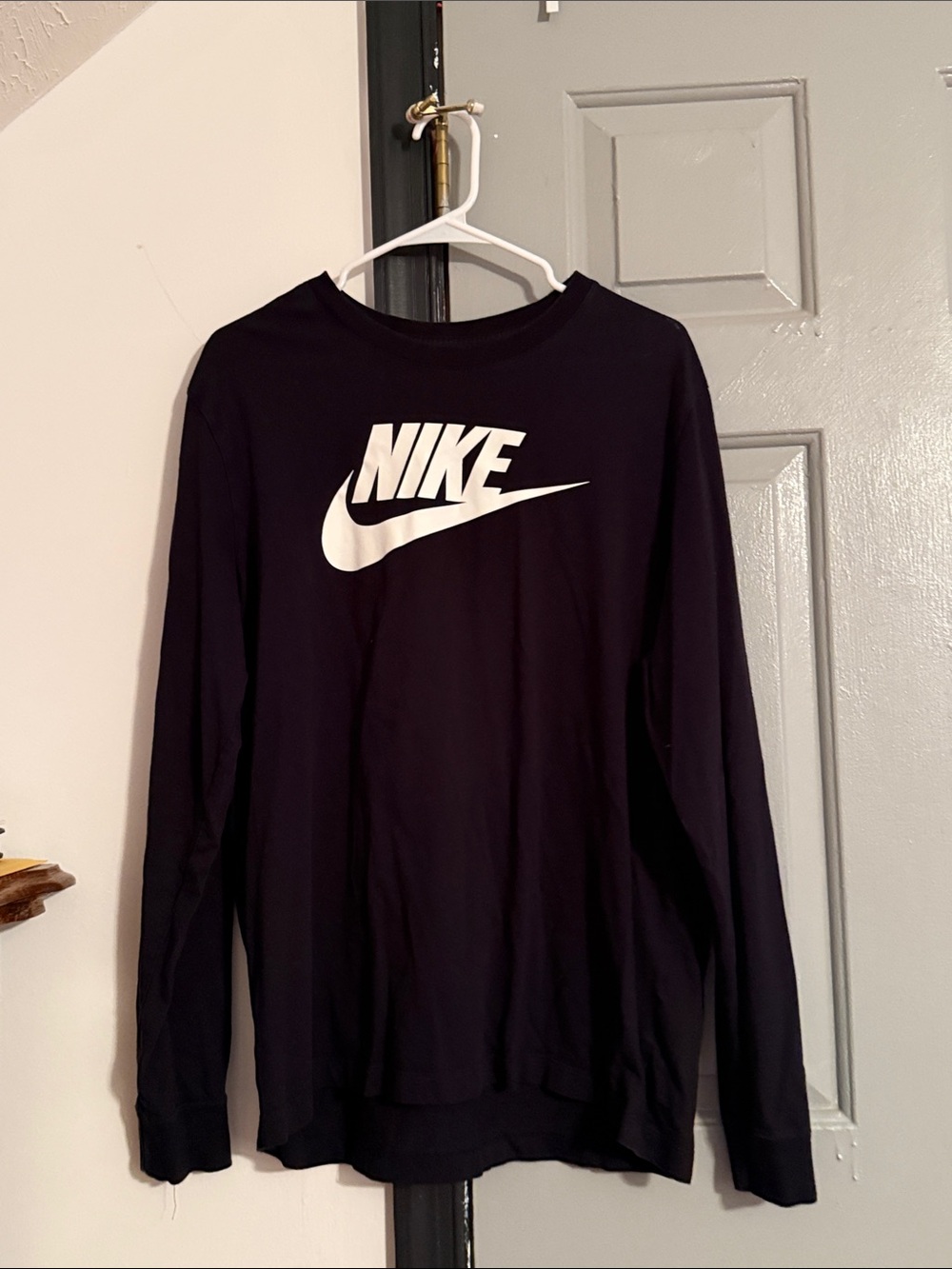Nike Black Long Sleeve Shirt with White Swoosh